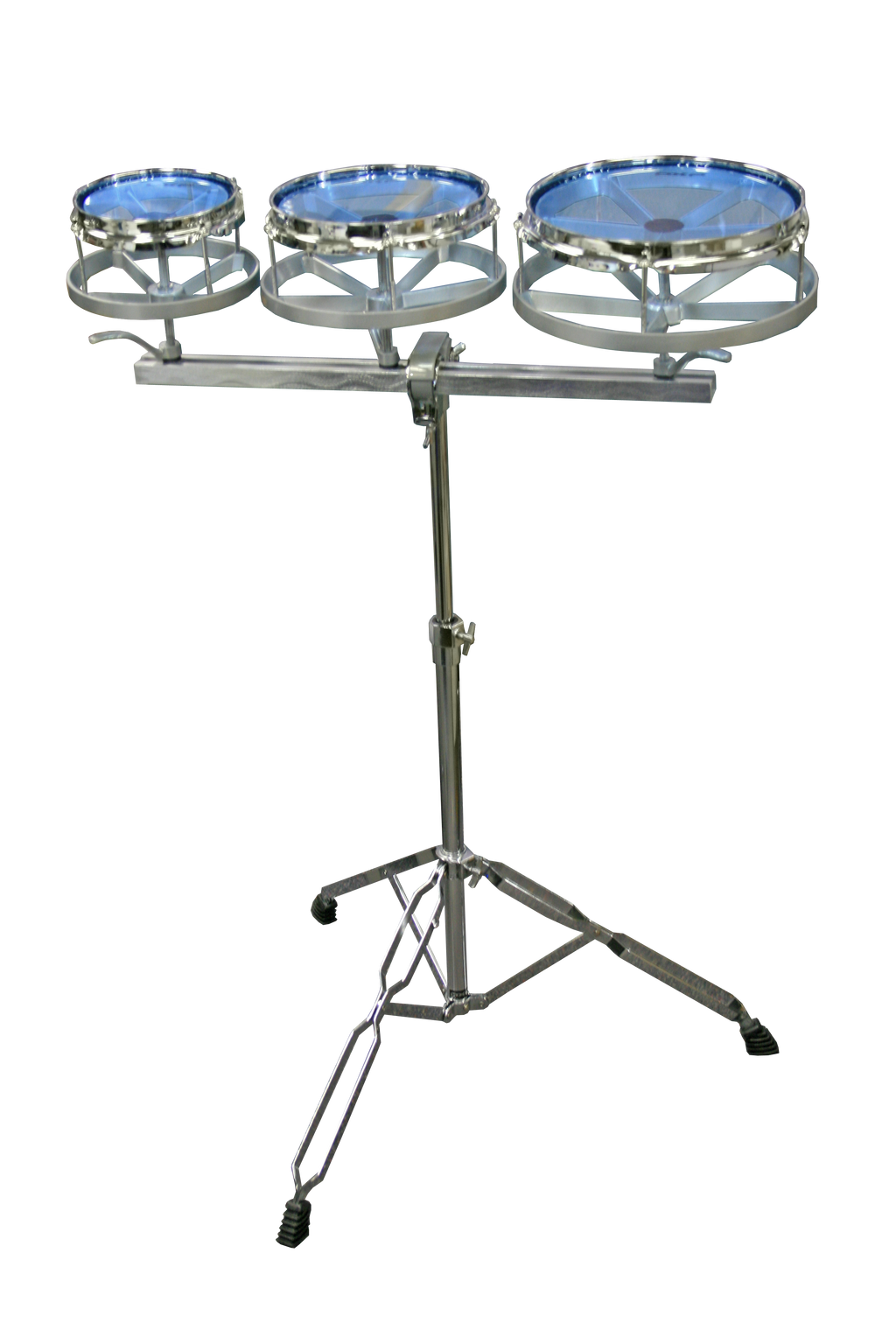 DXP Roto Toms 6, 8, 10-inch with stand, drum hardware and accessories, featuring chrome finish and mounted on a sturdy stand.