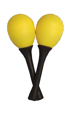 Mano Percussion Egg Shaped Maracas with Plastic Handle - Yellow