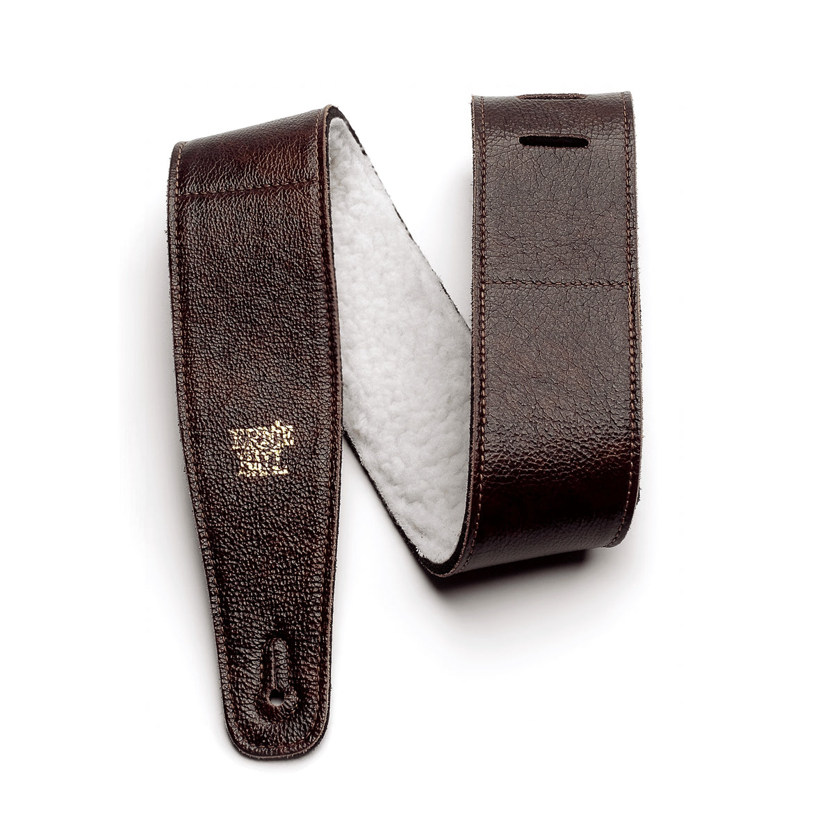 Ernie Ball 2.5in Italian Leather w/Fur Padding Guitar Strap/Bass Strap - Chestnut P04138