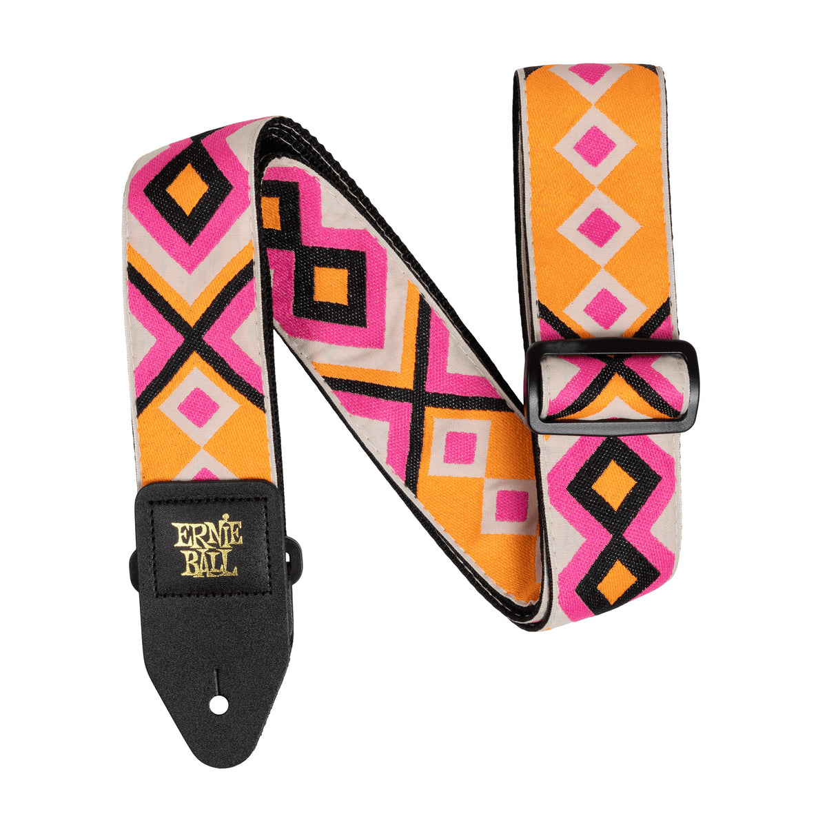 Ernie Ball Classic Jacquard guitar and bass strap in Electric Diamond pattern, white square product image
