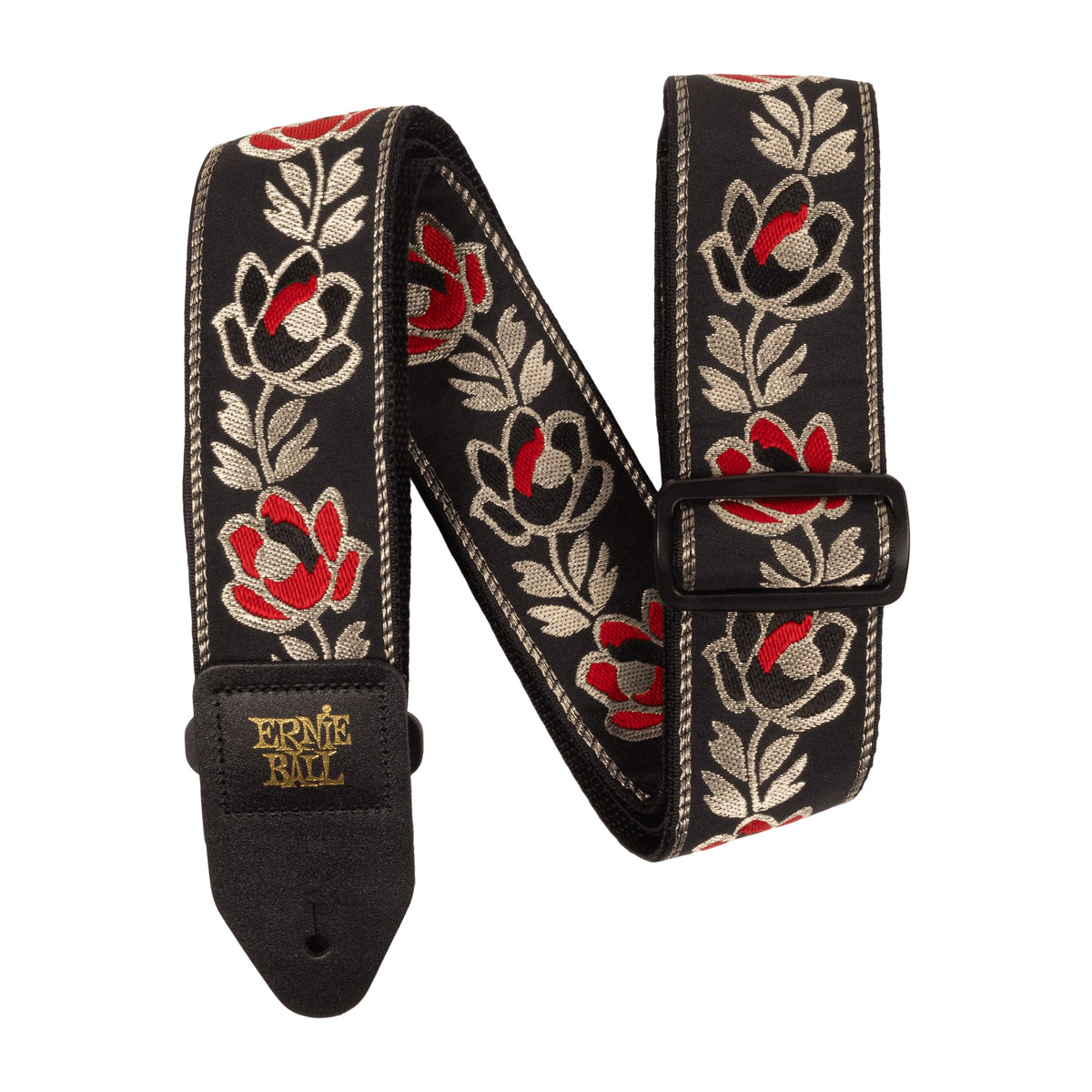 Ernie Ball Classic Jacquard guitar and bass strap in Noble Rose pattern, white square product image