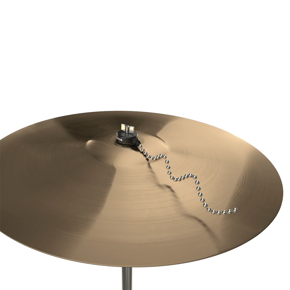 Evans Cymbal Sizzler drum hardware accessory, two chains for adding sizzle and sustain to cymbals, transparent background image.