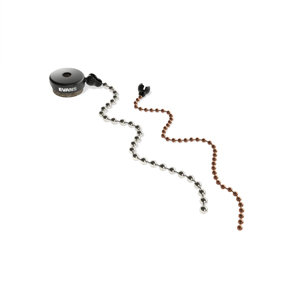 Evans Cymbal Sizzler drum hardware accessory, two chains for enhancing cymbal sound, transparent background image.