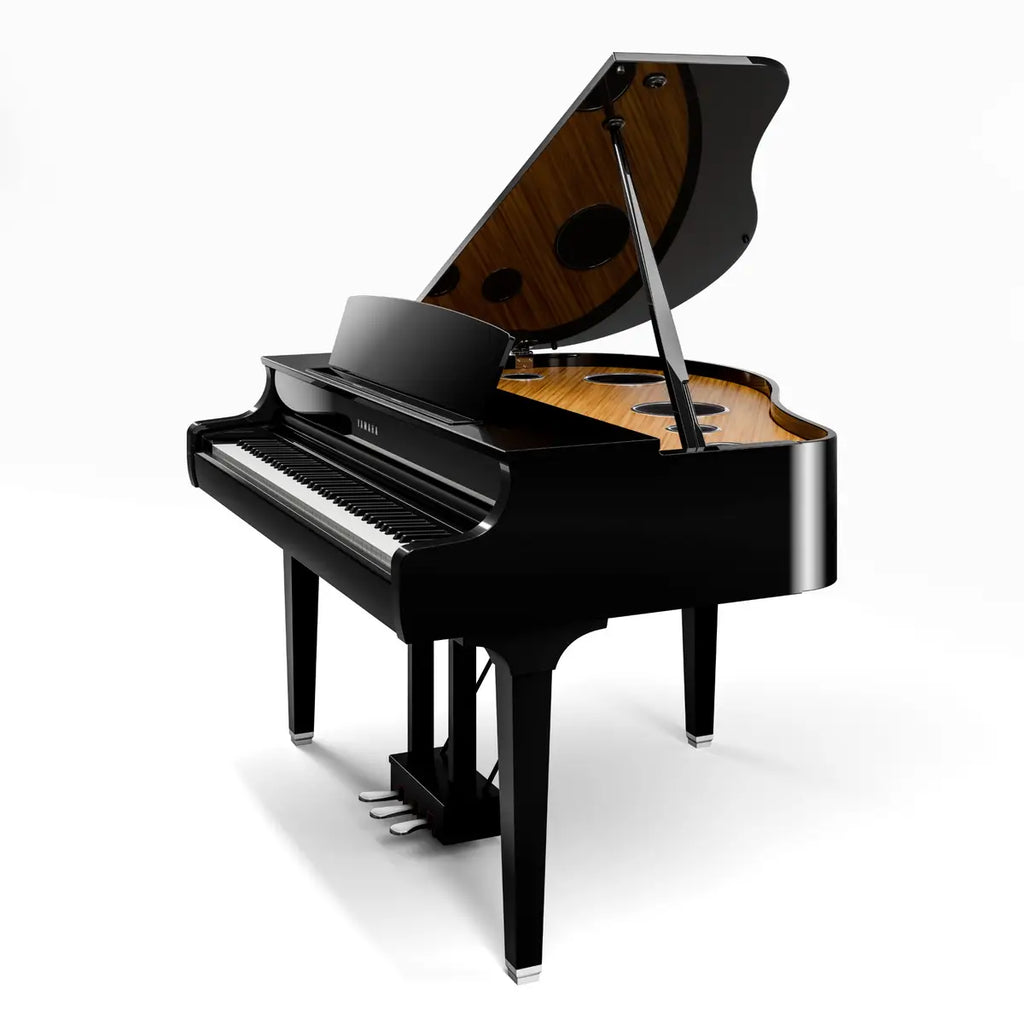 Yamaha Clavinova CLP-895GP premium digital grand piano in polished ebony, showcasing its elegant polished ebony finish and grand piano design.