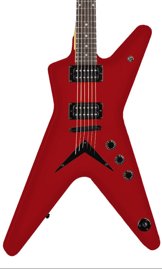 Dean MLX Classic Red electric guitar showing a sleek red finish, solid body, and double-cutaway design.