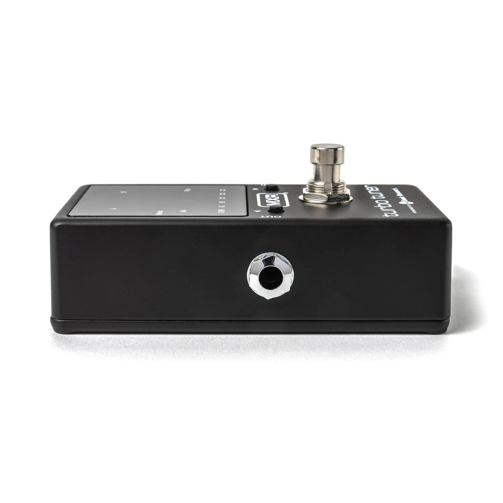 MXR Turbo Tuner guitar effects pedal with LED display and footswitch, designed for accurate pitch tuning on electric guitars.