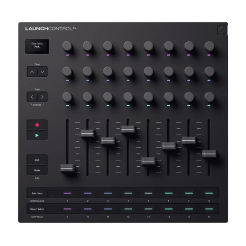 Novation Launch Control XL Mk3 Ableton Live MIDI controller with 16 knobs, 24 buttons, and faders for music production.