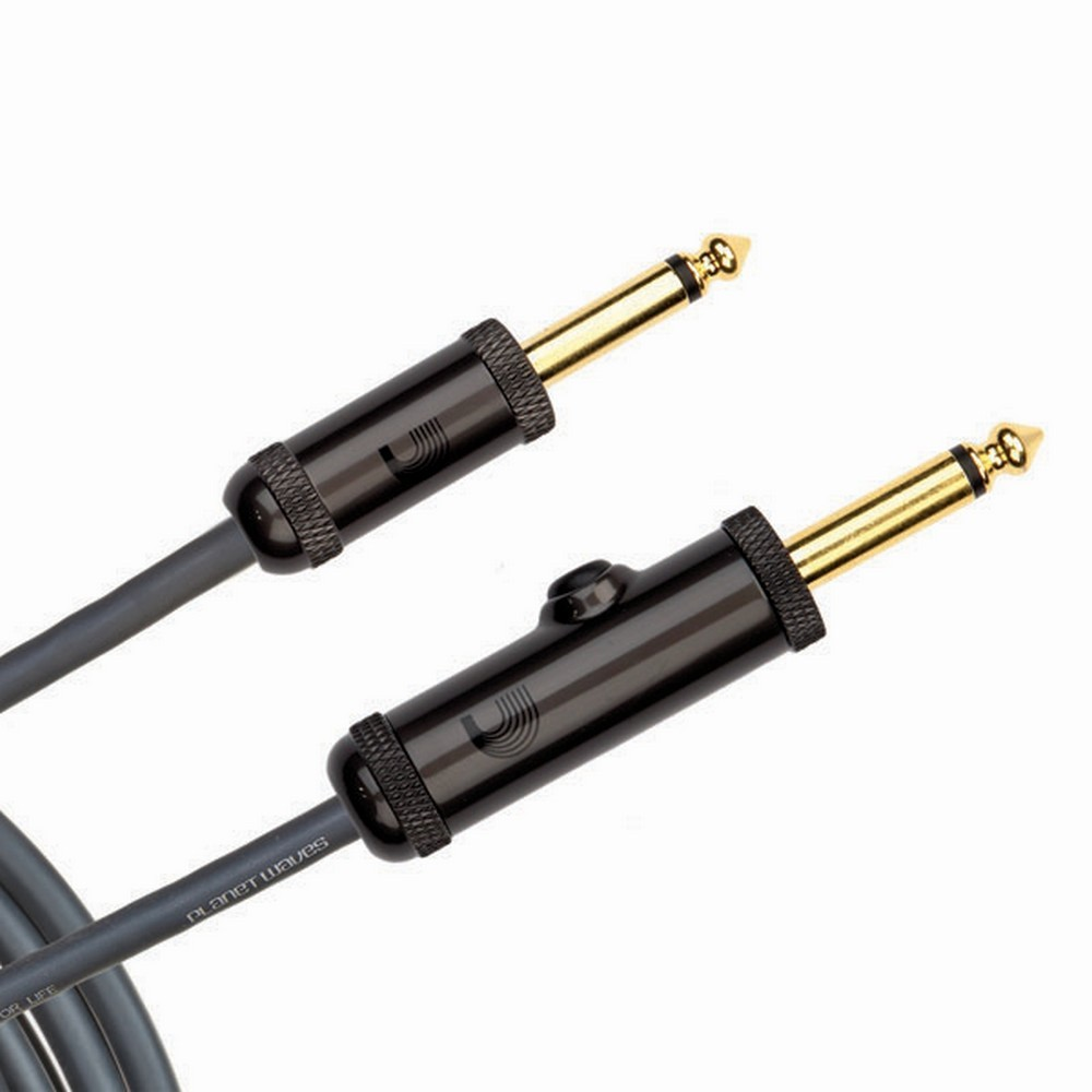 Planet Waves 15ft guitar cable lead for instruments, black with gold connectors, designed for electric guitar connections.