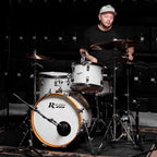 Rogers PowerTone Series 3-piece drum kit in White Marine Pearl with 22-inch bass, 16-inch floor tom, and 13-inch tom drums