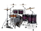 Mapex Saturn VI Royal Purple Burst 5-piece drum kit with 22, 10, 12, 14, 16-inch shells, shown from front view.