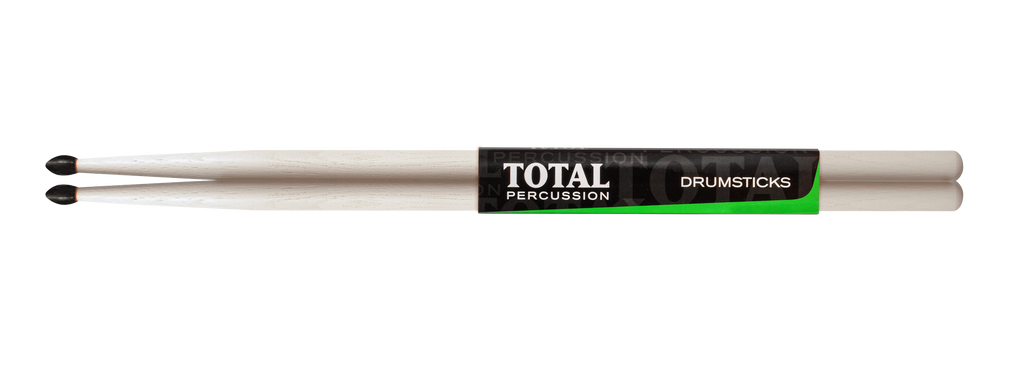 Total Percussion T5AN 5A nylon tip drumsticks with glow-in-the-dark features, ideal for drummers performing in low light conditions.