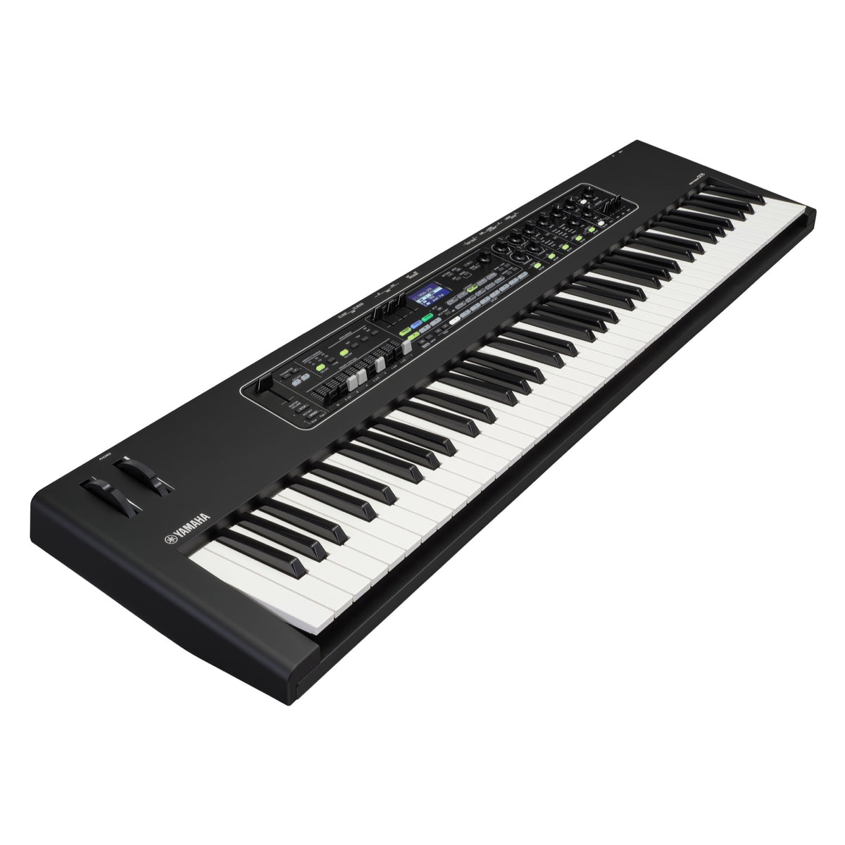 Yamaha CK76 stage piano with black finish, angled front view showing 76 keys and control panel for live performance use