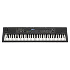 Yamaha CK76 stage piano with black keyboard and control panel, front view of Yamaha stage and performance keyboard.