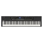 Top view of Yamaha CK76 stage and performance keyboard with black and white keys and control panel, ideal for live performances.